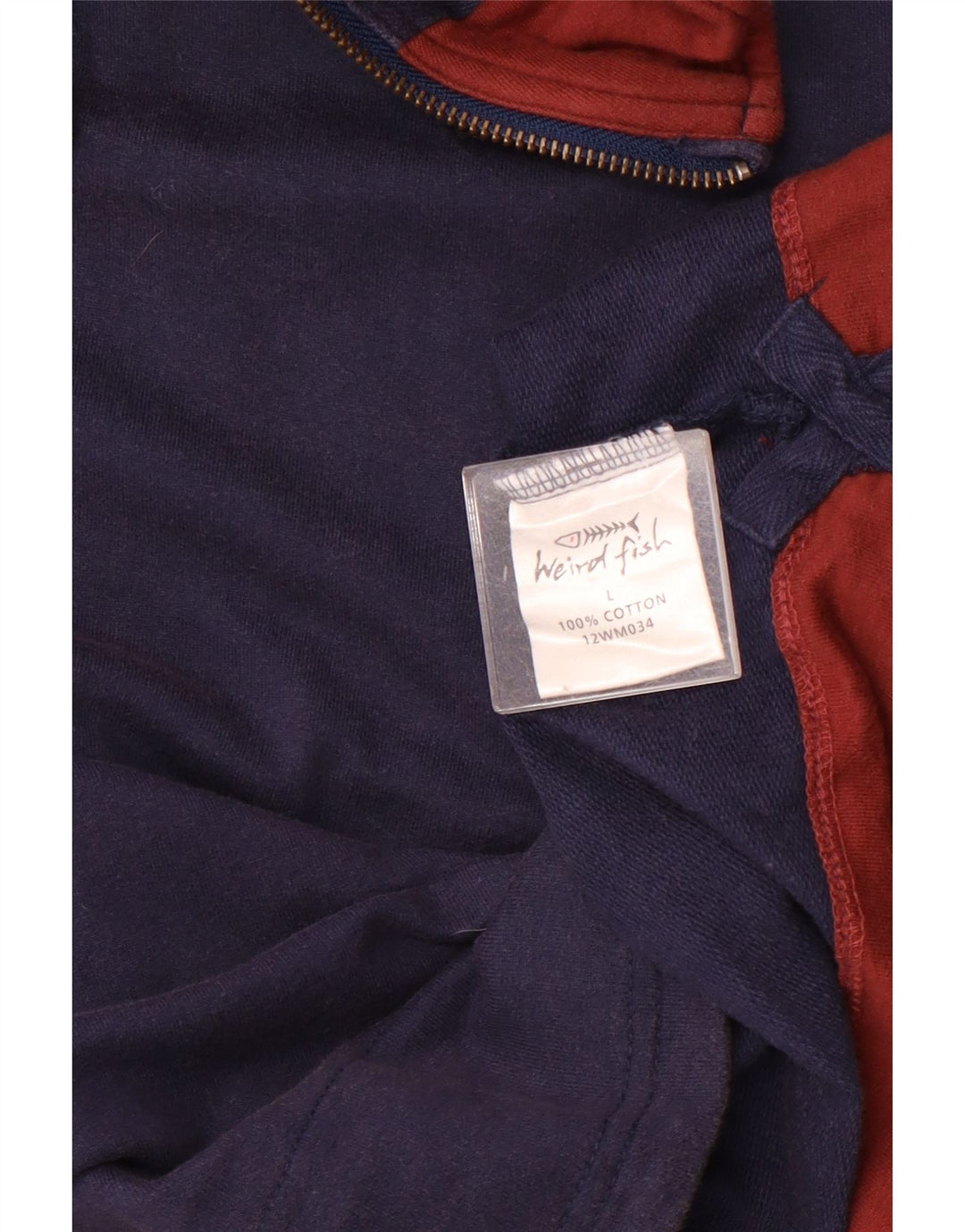 Weird Fish Mens 1/4 Zip Top Manga Larga Grande Azul Marino Algodón