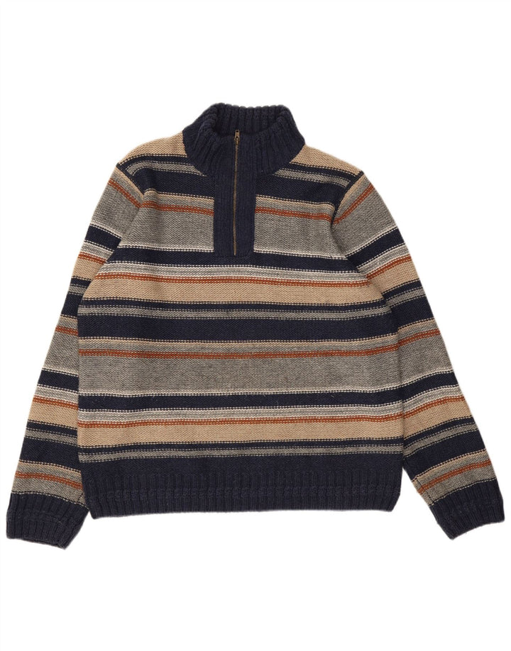 Marks & Spencer Suéter tipo jersey con cuello y cremallera North Coast para hombre, talla grande, azul marino