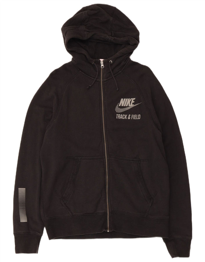Nike Sudadera con capucha y cremallera gráfica para hombre, algodón negro mediano