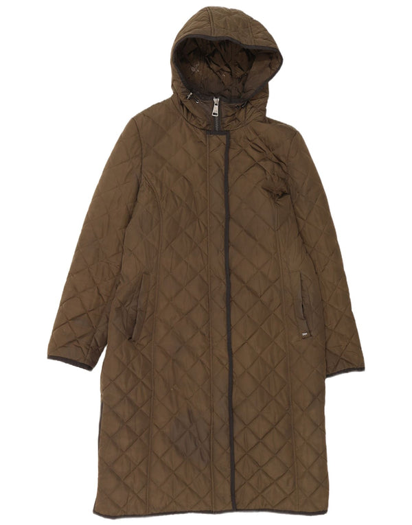Dkny Abrigo acolchado con capucha para mujer UK 46 Poliéster caqui grande