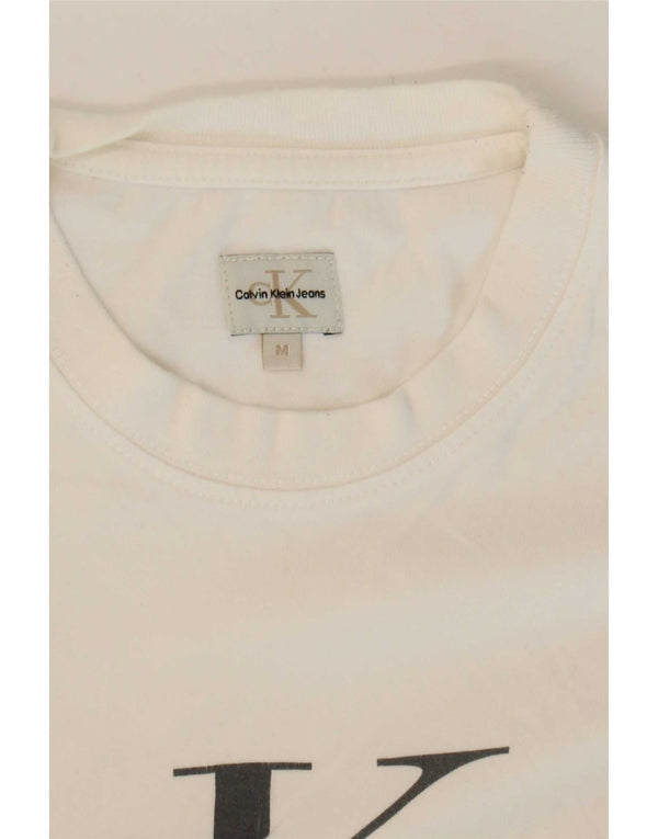 Calvin Klein Jeans - Camiseta corta con gráfico para mujer, talla 40, talla M, color blanco