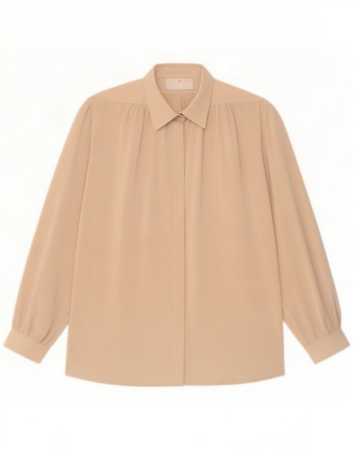 Blusa camisera vintage de gran tamaño para mujer IT 42 Poliéster beige medio