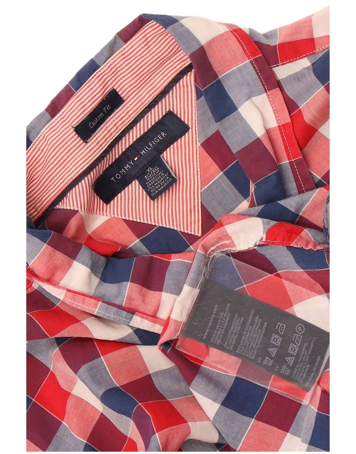 Tommy Hilfiger Camisa de ajuste personalizado para hombre XL Algodón a cuadros rojo