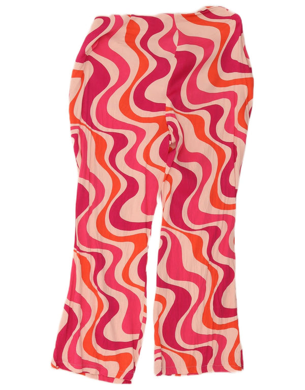 Zara Mujer Pantalones Cortos De Cintura Alta Con Patrón Abstracto XL W32 L24 Rosa