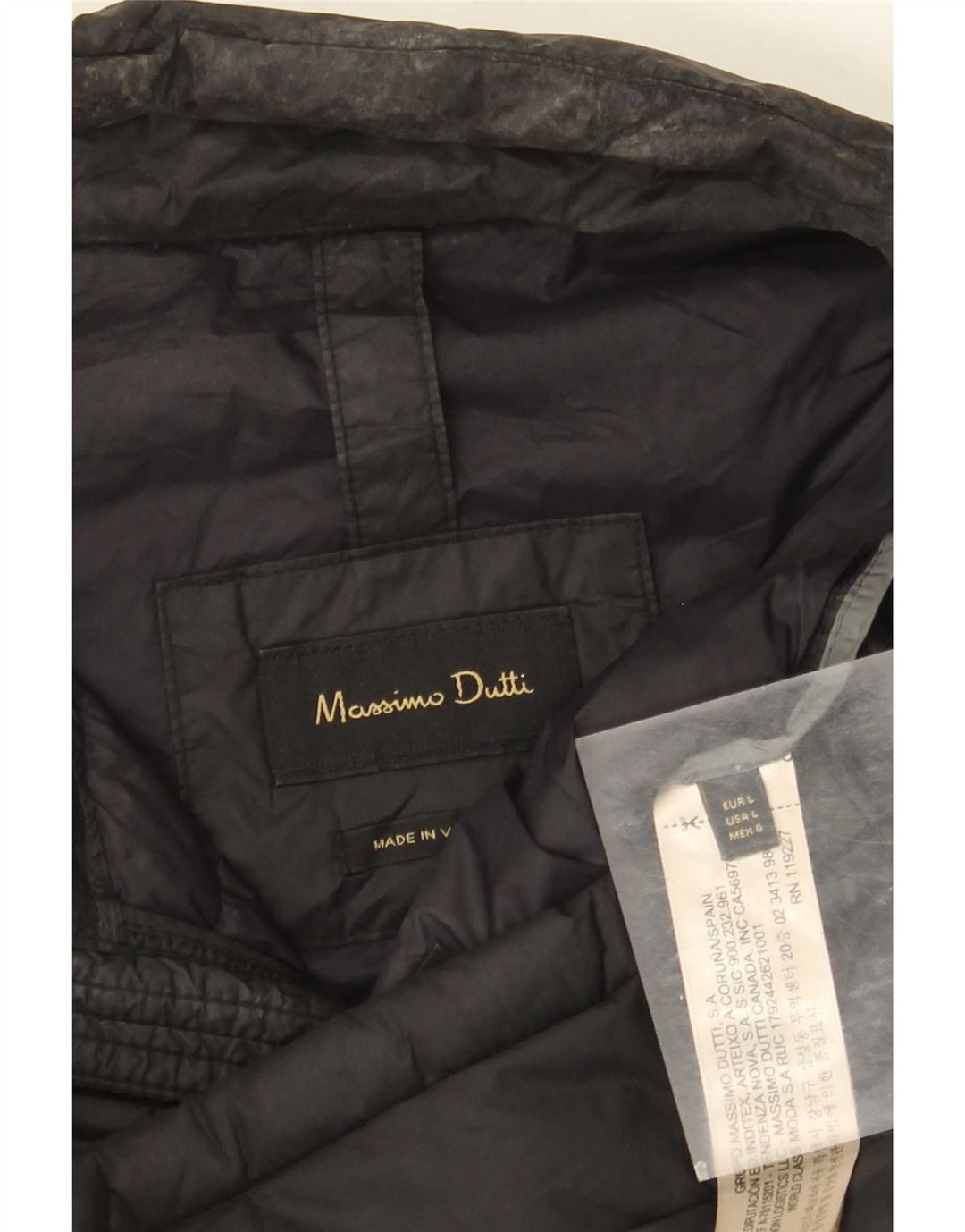Massimo Dutti Chaqueta Acolchada Hombre UK 40 Large Nylon Negro