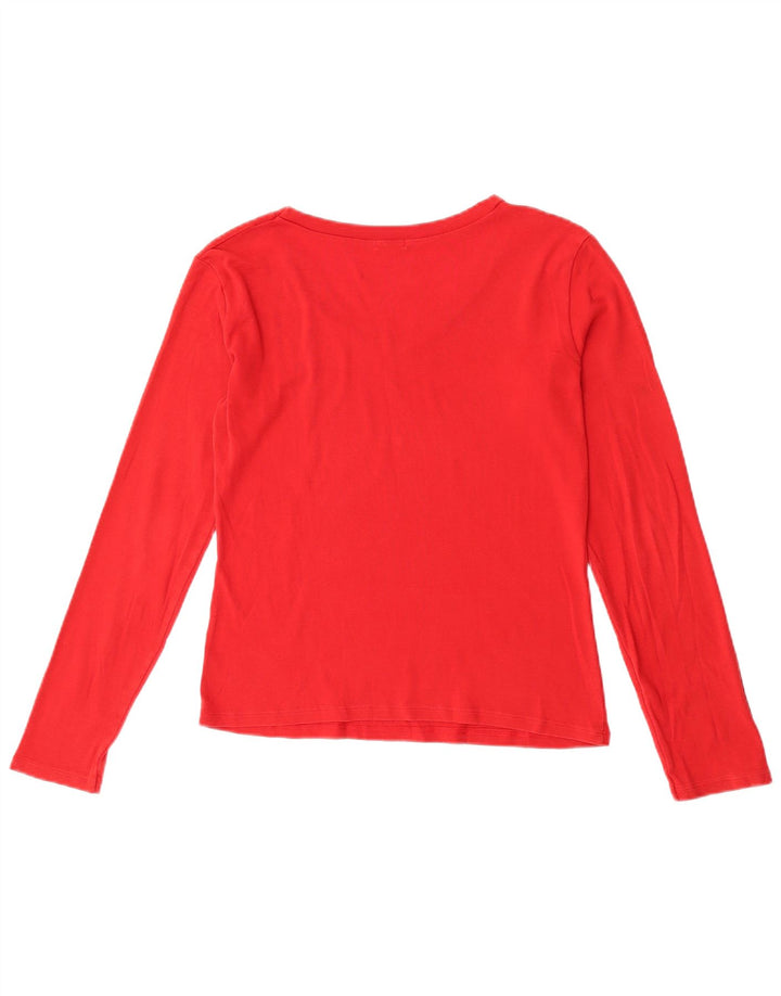 Benetton Top Corto Mujer Manga Larga ES 44 Mediano Rojo