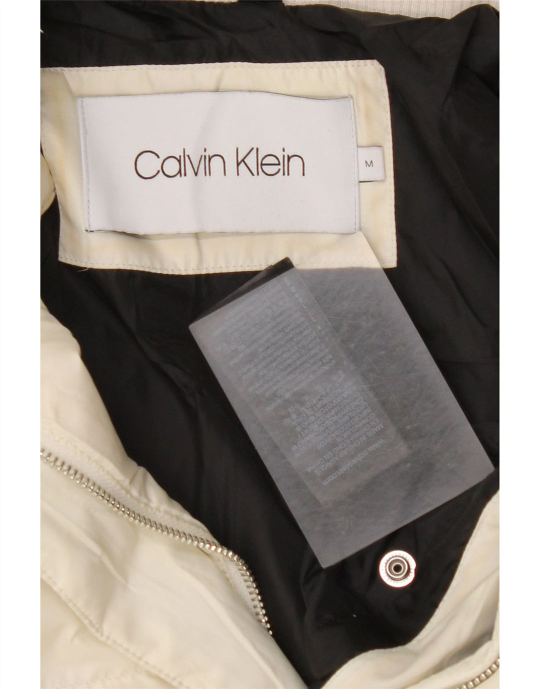 CALVIN KLEIN Chaqueta acolchada con capucha para mujer UK 14 Mediana Off White Poliéster