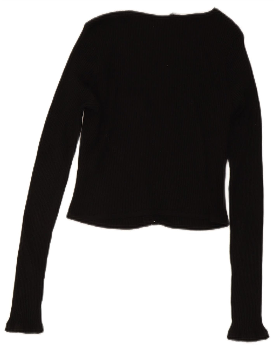 ZARA Womens Crop Cardigan Top UK 12 Medium Black Cotton