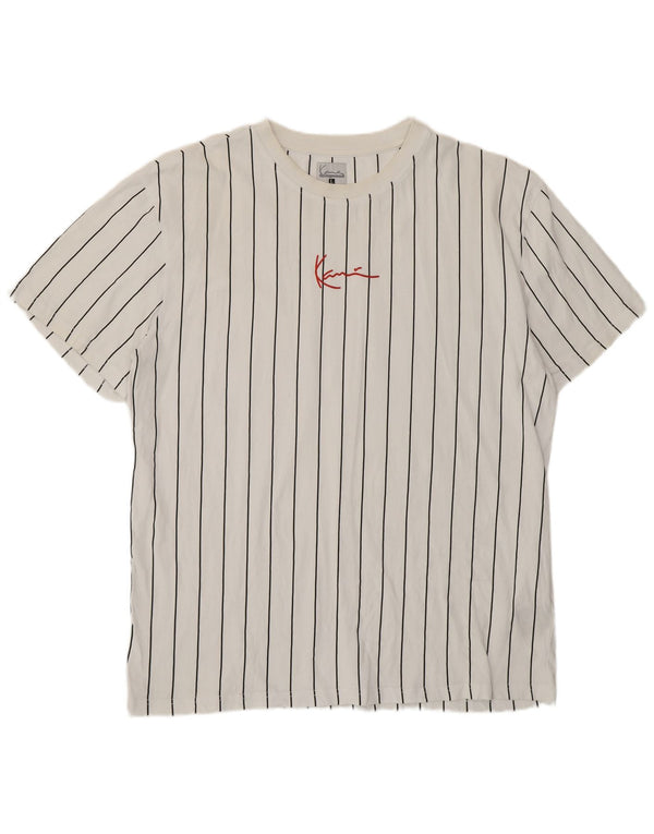 Karl Kani Camiseta gráfica para hombre Top grande de algodón a rayas blancas