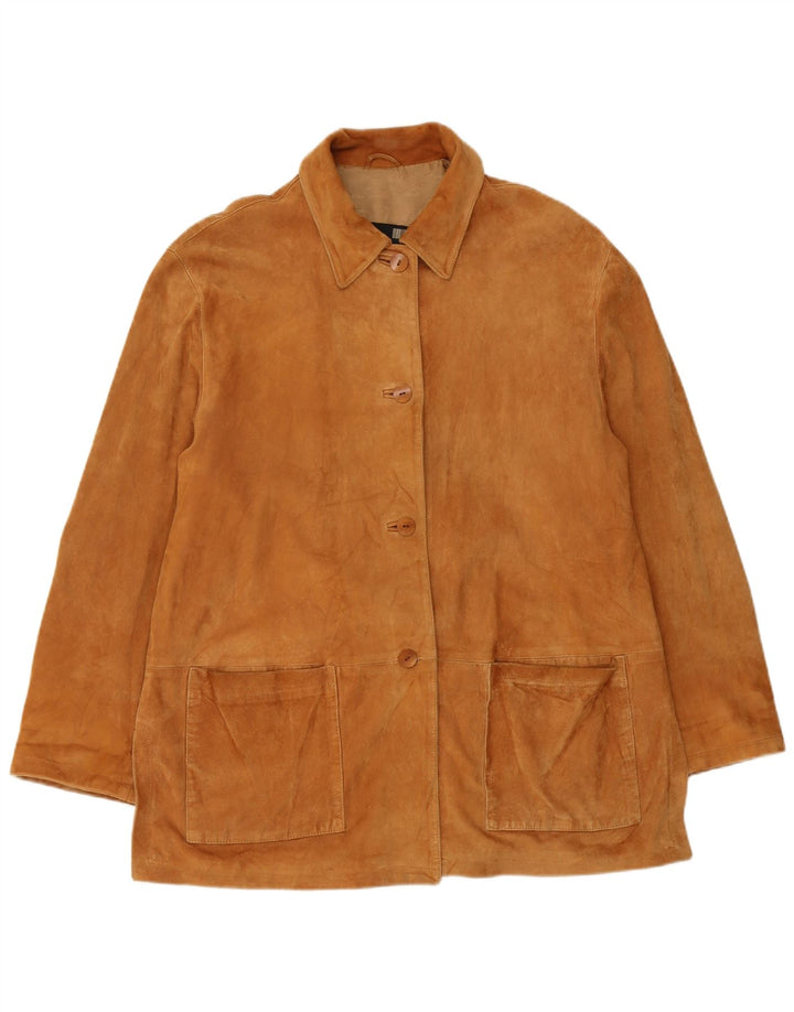 Vintage mujer chaqueta de ante IT 46 cuero marrón grande