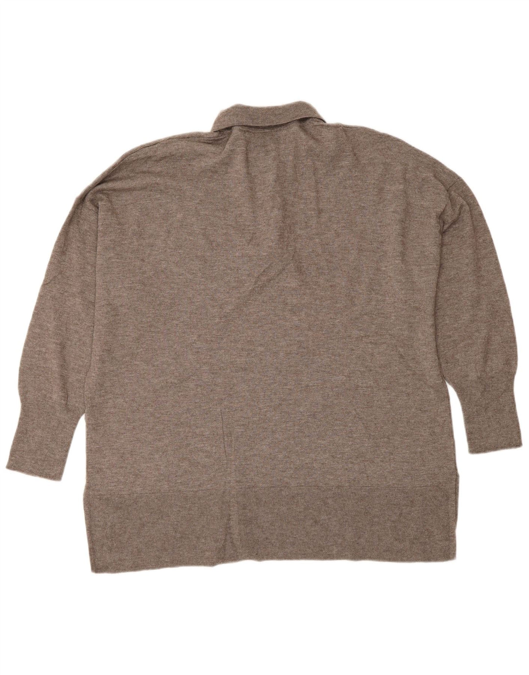 ZARA Mujer Jersey Cuello Polo Lana Marrón Medio