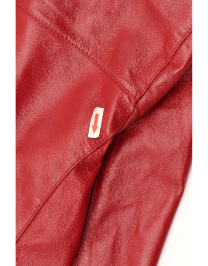 HELLINE Chaqueta de cuero para mujer UK 12 Cuero rojo mediano