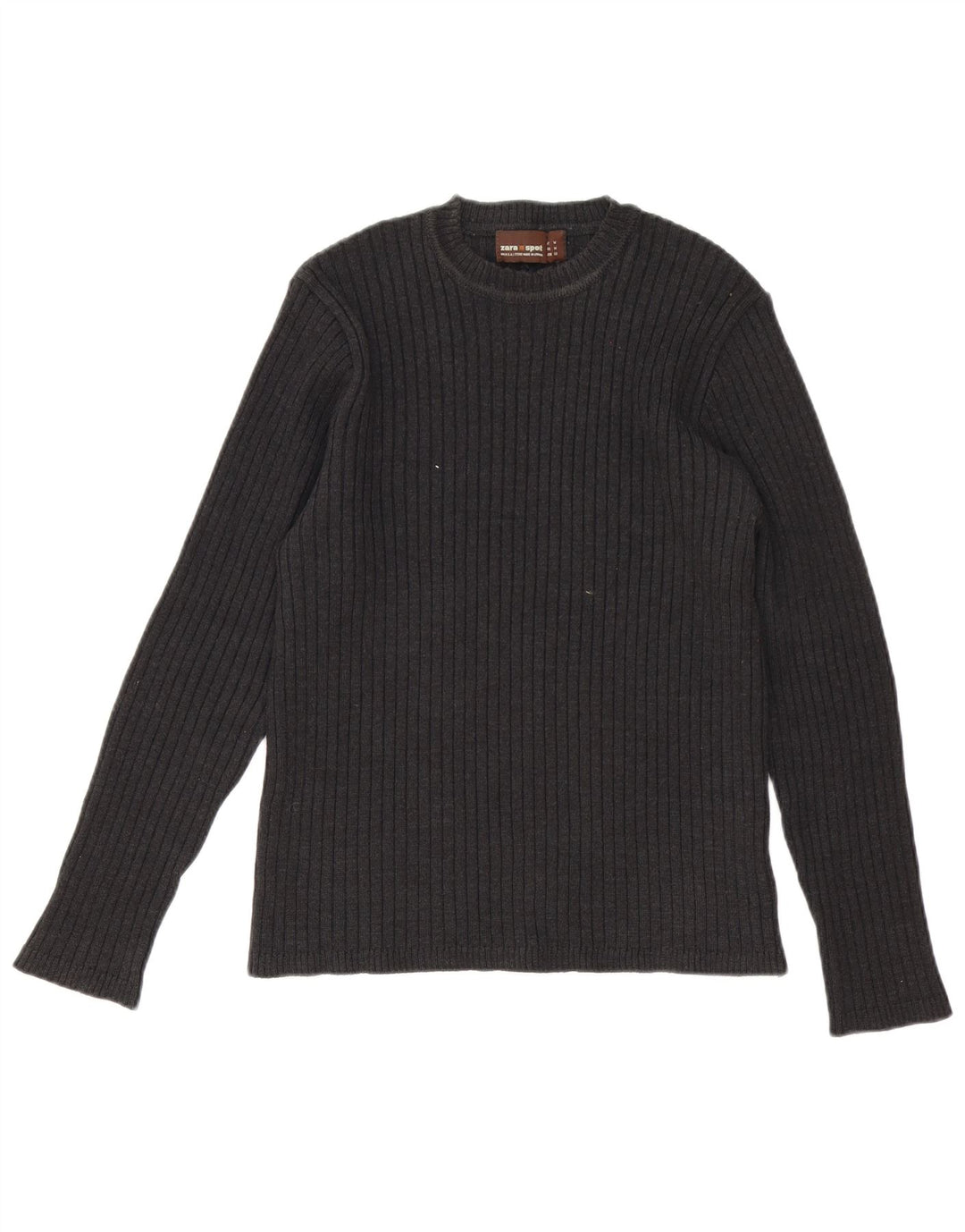 Zara Hombre Jersey Cuello Redondo Lana Gris Medio