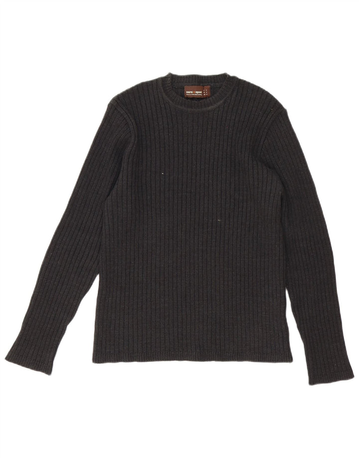 Zara Hombre Jersey Cuello Redondo Lana Gris Medio