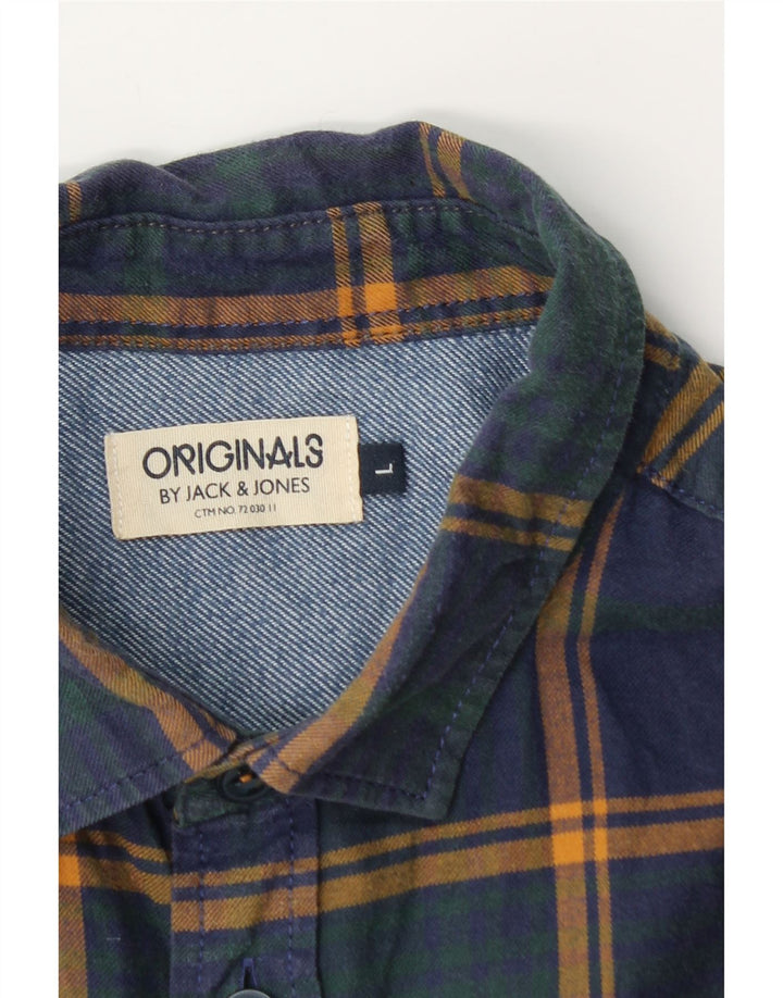 Jack & Jones Hombre Camisa De Franela Large Azul Marino Cuadros