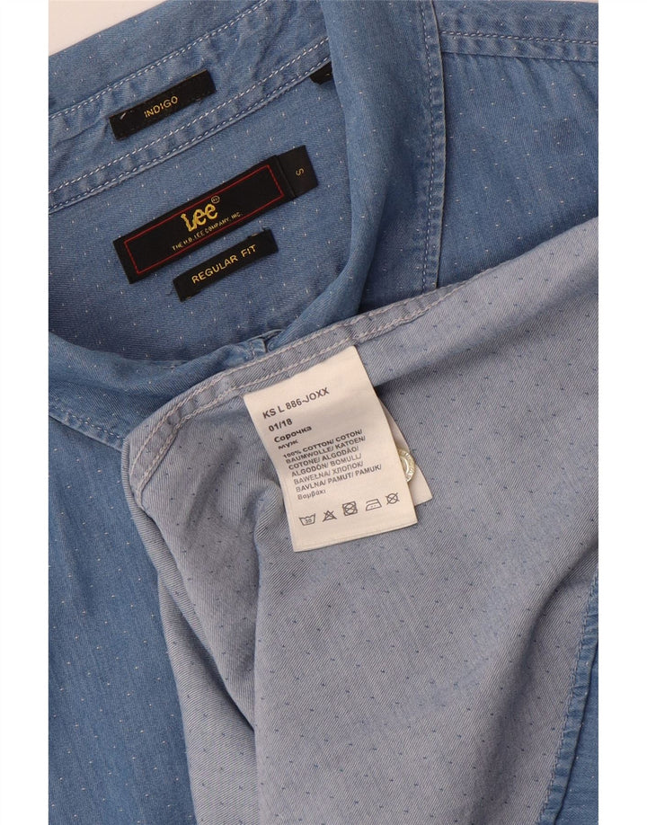Camisa vaquera de corte regular y manga corta de algodón con lunares en azul pequeño de Lee Hombre
