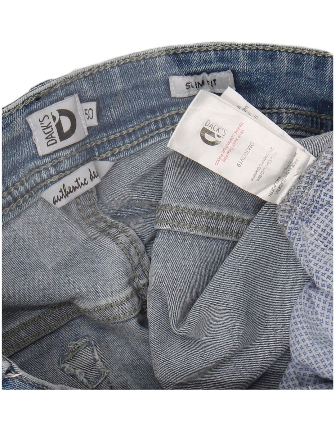 DACK'S Jeans ajustados para hombre IT 50 Large W34 L31 Algodón azul