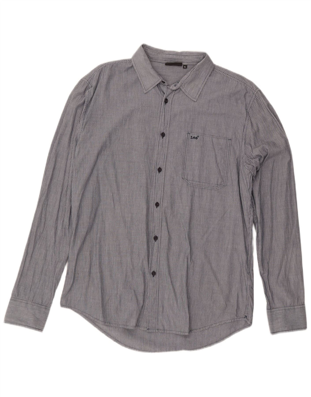 Camisa Lee Hombre XL Algodón Gris Rayas Pintadas