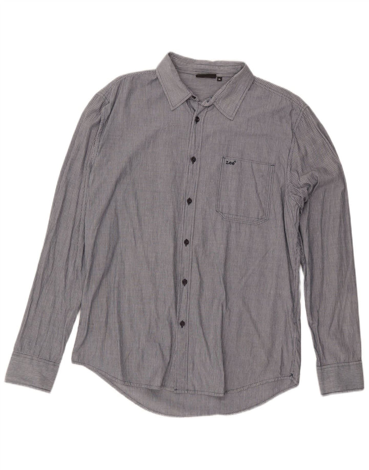 Camisa Lee Hombre XL Algodón Gris Rayas Pintadas
