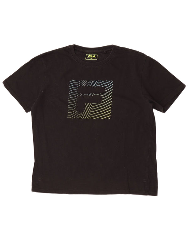 Fila Camiseta gráfica para hombre Top Medium Black Cotton