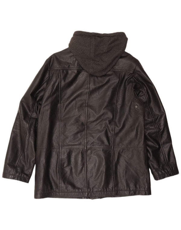CONBIPEL Chaqueta de cuero con capucha para hombre IT 52 XL Cuero negro