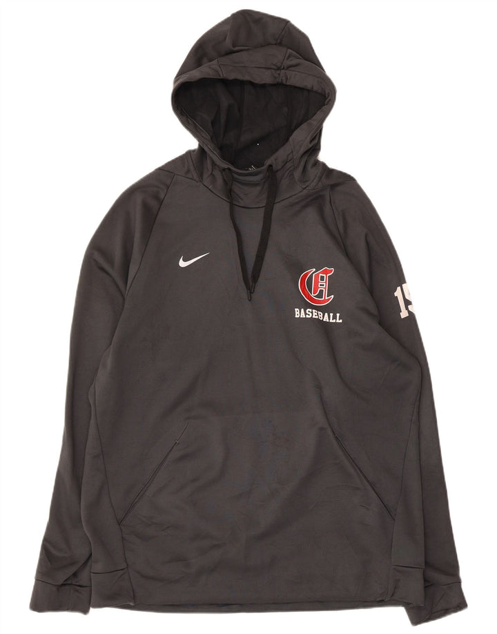 NIKE Jersey con capucha y gráfico de béisbol para hombre, poliéster gris grande