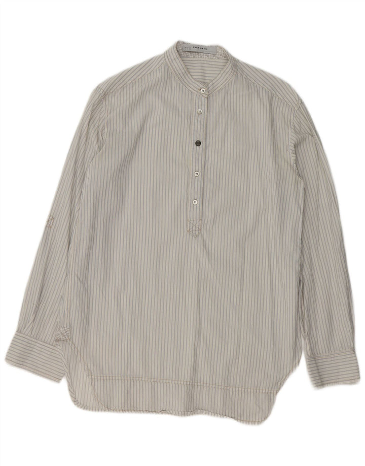 Zara Mujer Jersey Camisa UK 40 XL Algodón A Rayas Blanco