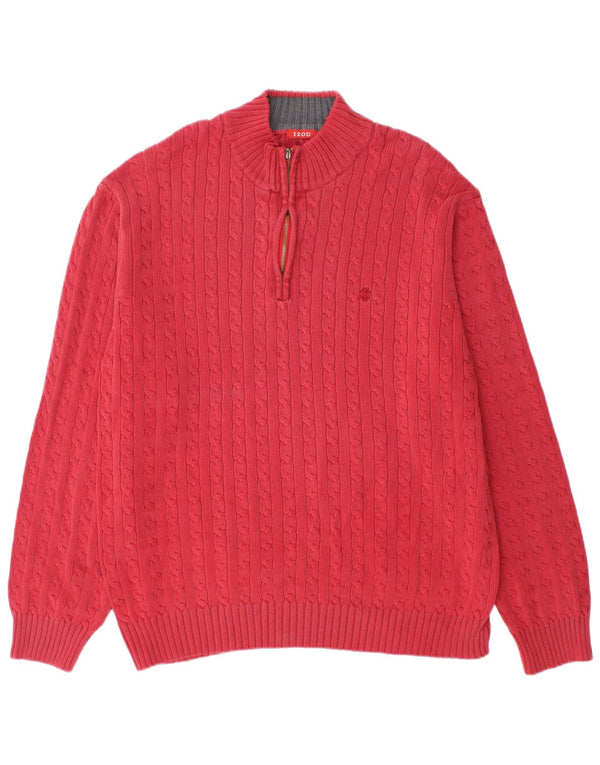 Izod Jersey con cuello y cremallera para hombre XL Rojo