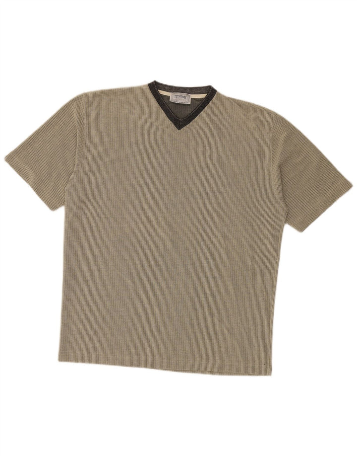 Tessitore Camiseta para hombre Top Large gris a rayas