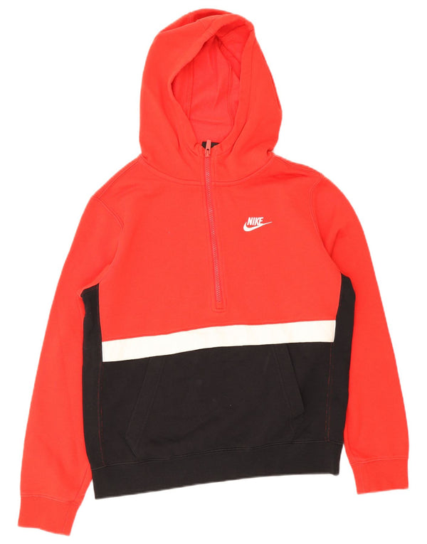 Nike Sudadera con capucha y cuello con cremallera para niños 13-14 años XL Rojo Colorblock