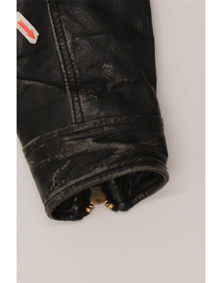 Only & Sons Chaqueta motera de cuero para hombre UK 40 Large Negro