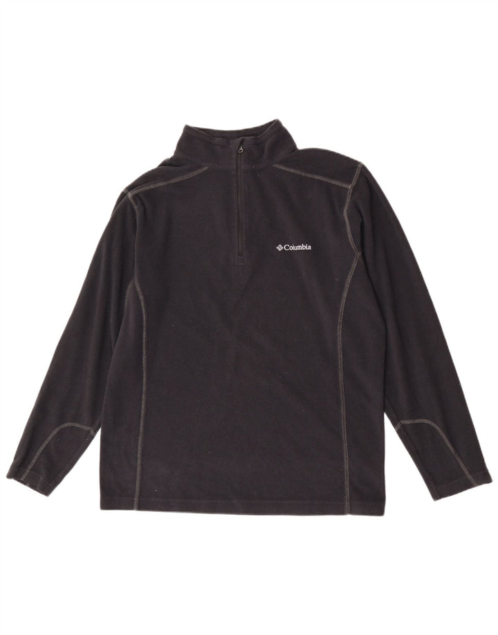 Columbia Jersey de forro polar con cuello y cremallera para hombre Poliéster negro mediano