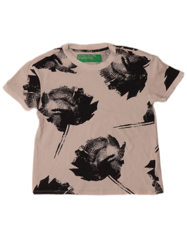 Benetton Camiseta Mujer UK 6 XS Algodón Floral Blanco