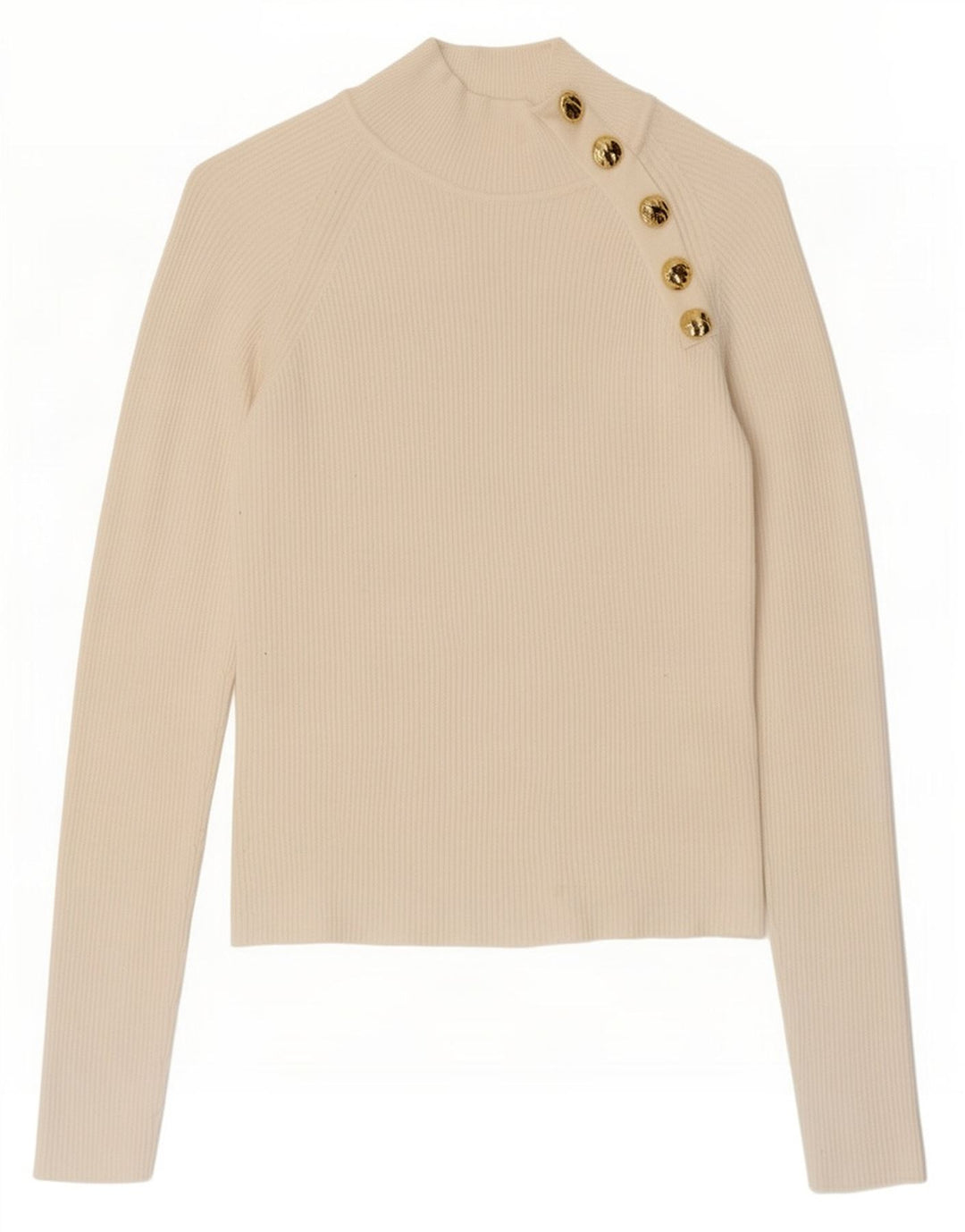 Zara Mujer Top Manga Larga UK 42 Medio Off White Viscosa
