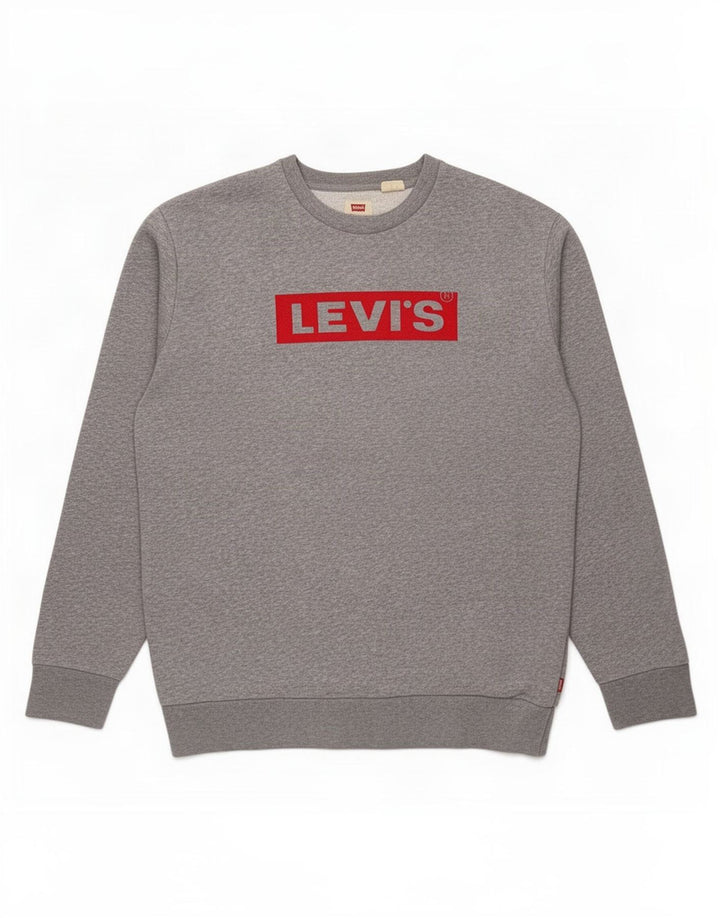 Levi's Hombre Sudadera Gráfica Jumper De Algodón Moteado Gris Medio
