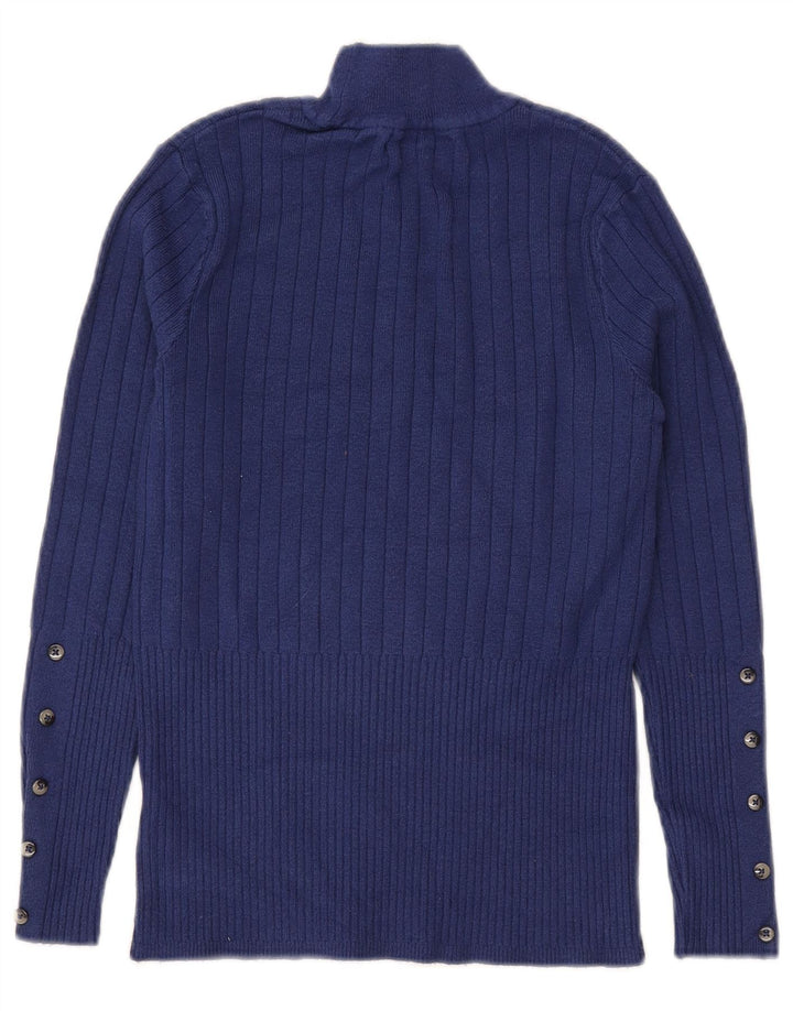 Marks & Spencer Jersey con Cuello Alto para Mujer UK 10 Small Viscosa Azul
