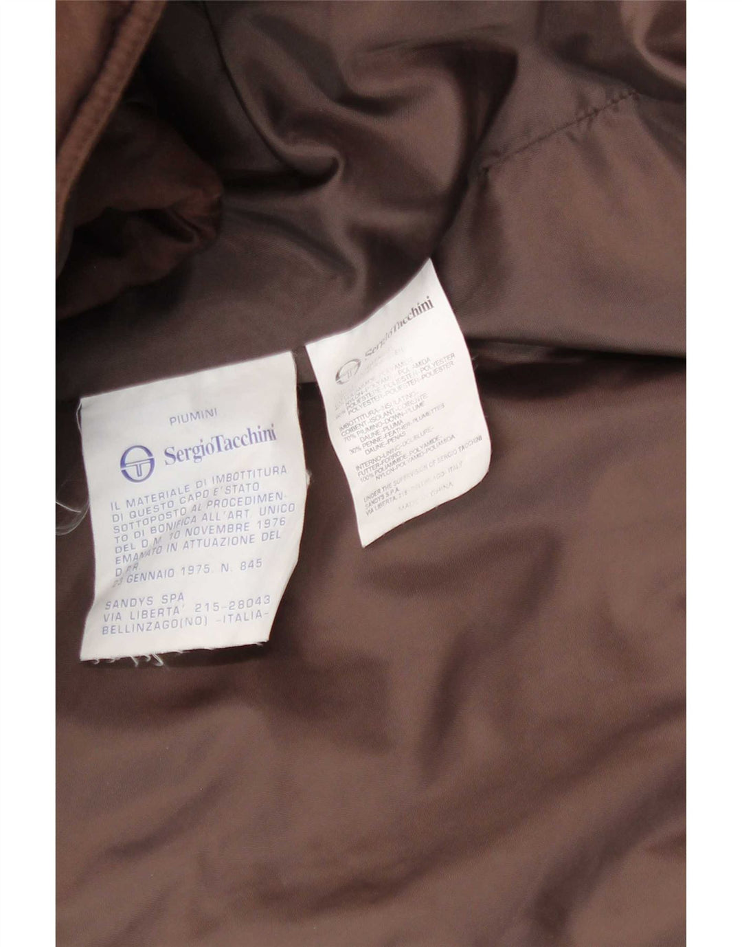 Sergio Tacchini Abrigo acolchado para hombre IT 54 2XL Marrón Policloruro