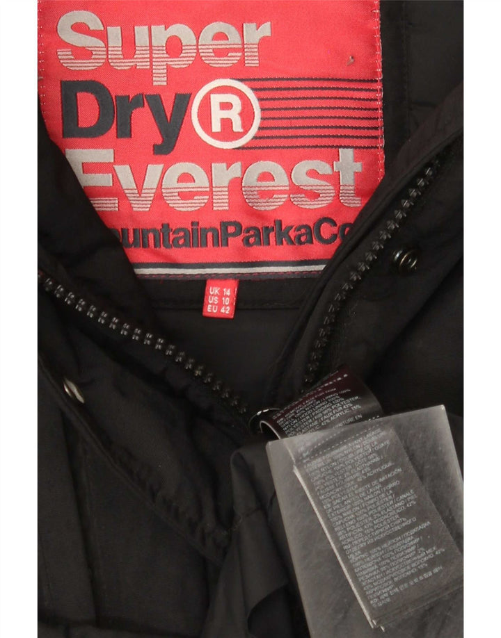 Superdry Parka con capucha para mujer, talla 44, nailon negro grande
