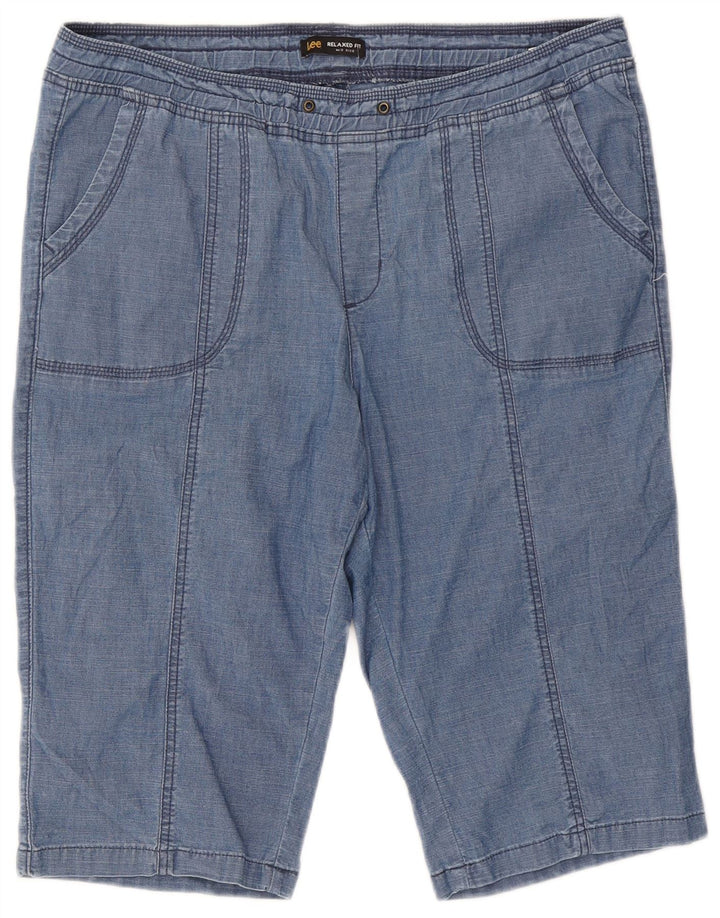Bermudas Lee de talle medio y ajuste relajado para mujer UK 40 2XL W38 Algodón azul