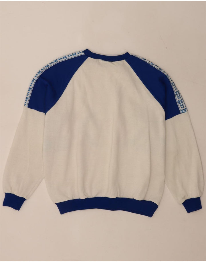 Vintage Hombres Sudadera Gráfica Jumper XL Blanco Colorblock