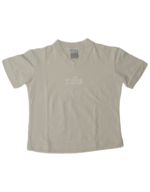 Nike Camiseta corta gráfica para mujer UK 8/10 Small Grey Cotton