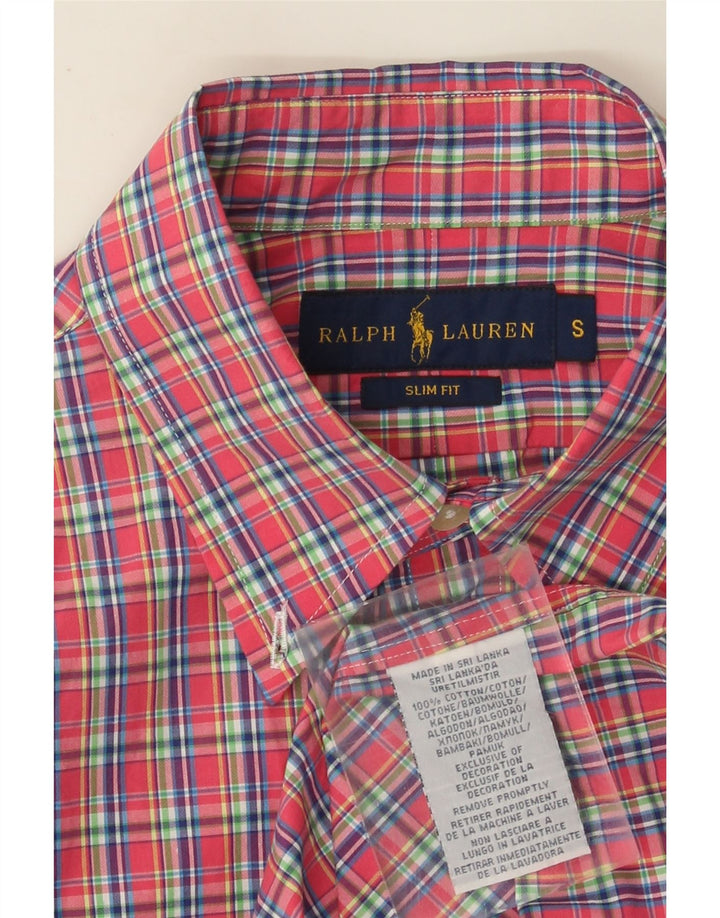 Ralph Lauren Camisa Slim Fit Para Hombre Algodón A Cuadros Rojos Pequeños