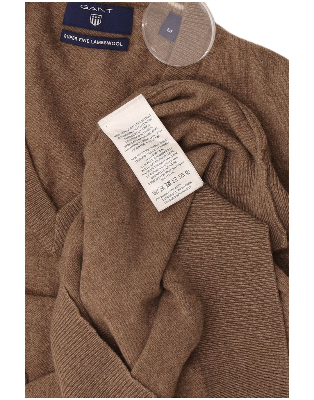 Gant Jersey Con Cuello En V De Lana De Cordero Marrón Medio |