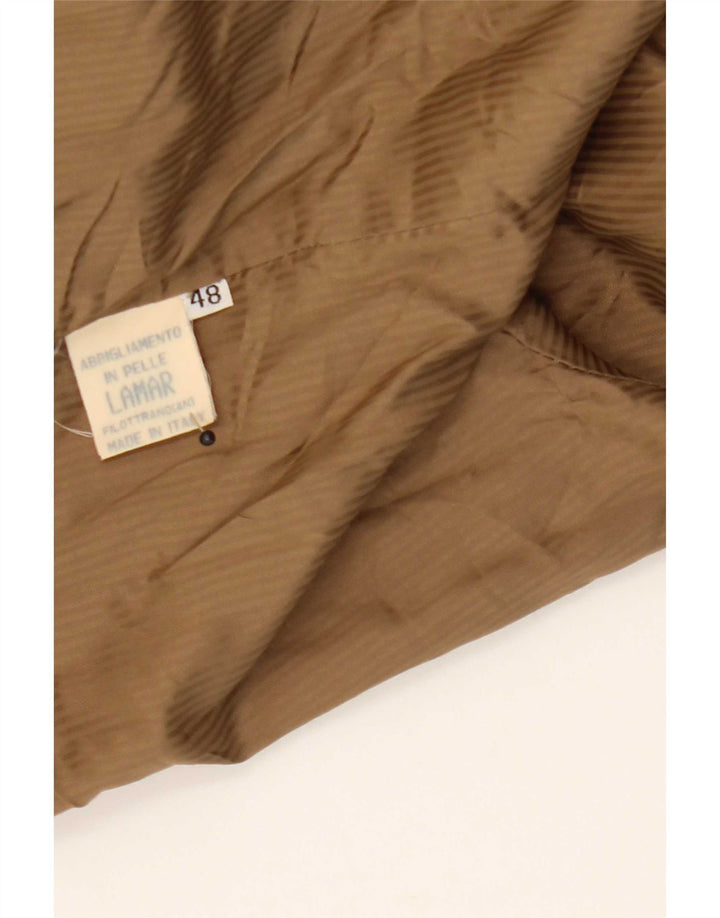 Vintage hombres 4 botones ante Blazer chaqueta IT 48 cuero marrón medio