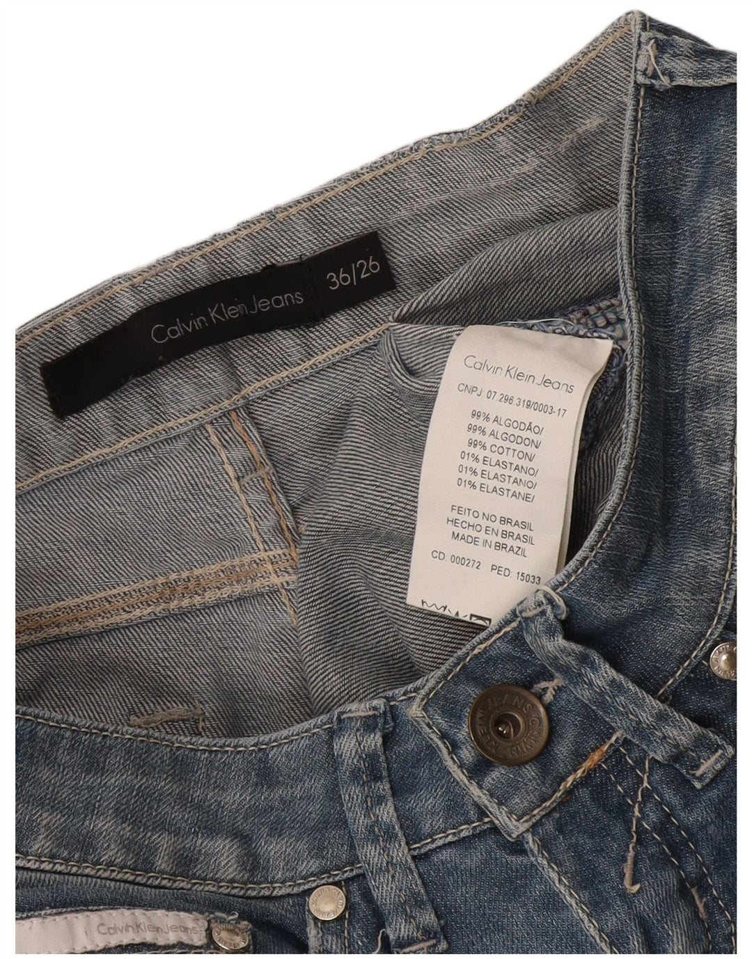 Vaqueros Rectos Calvin Klein Mujer W26 L31 Algodón Azul