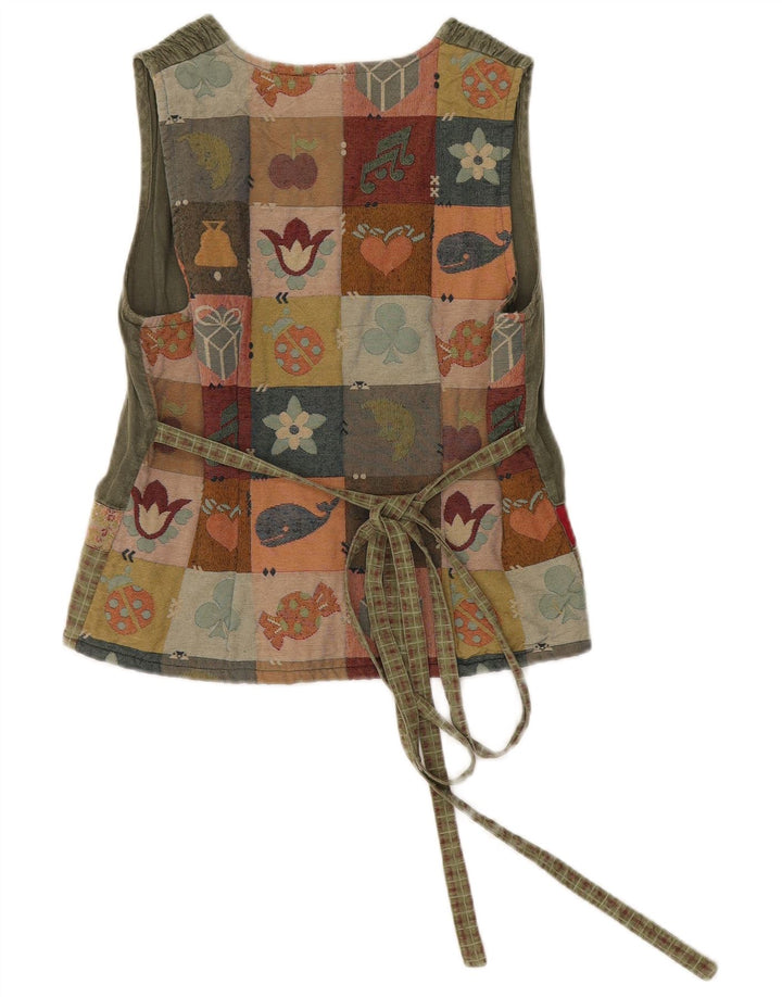 Blusa vintage sin mangas para mujer IT 44 Patchwork caqui medio