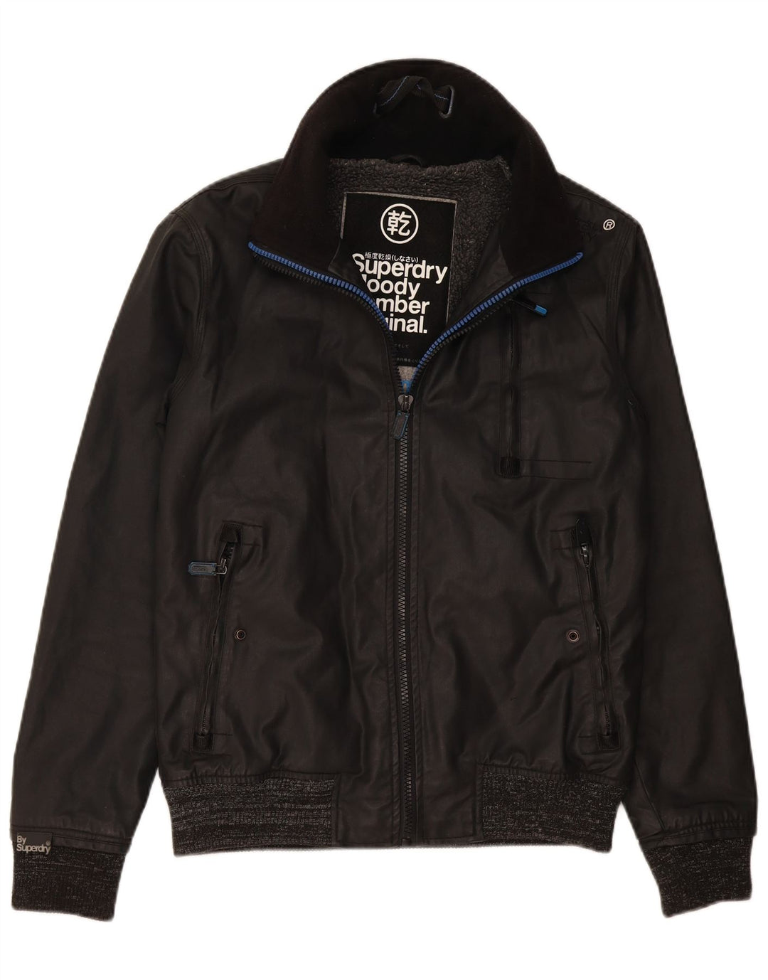 Superdry Chaqueta cortavientos bomber para hombre UK 38 Medium Black Nylon