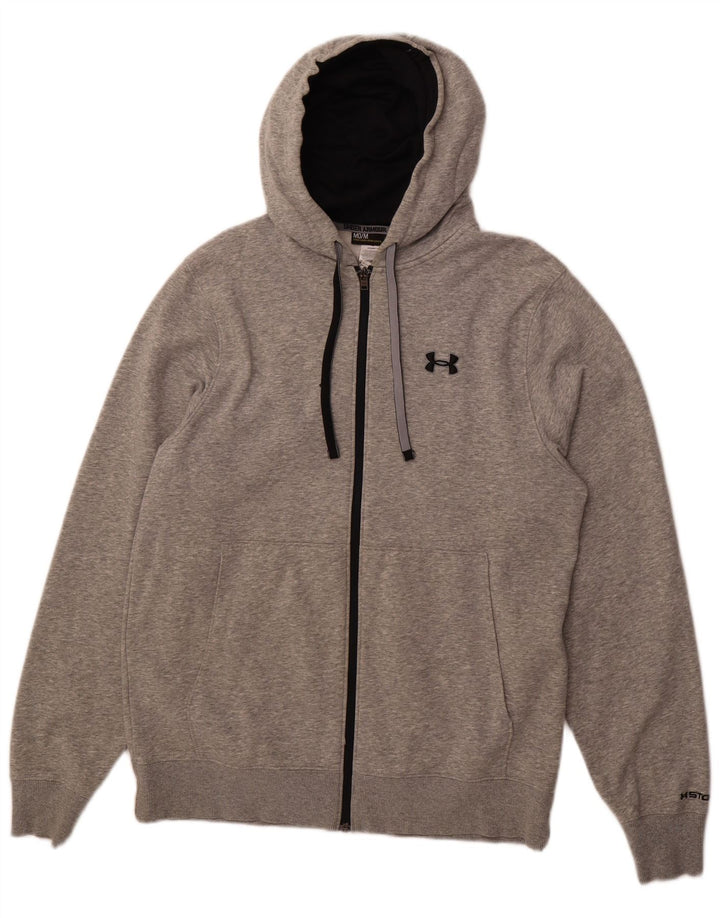 UNDER ARMOUR Mens Zip Hoodie Sweater Medium Grey Cotton