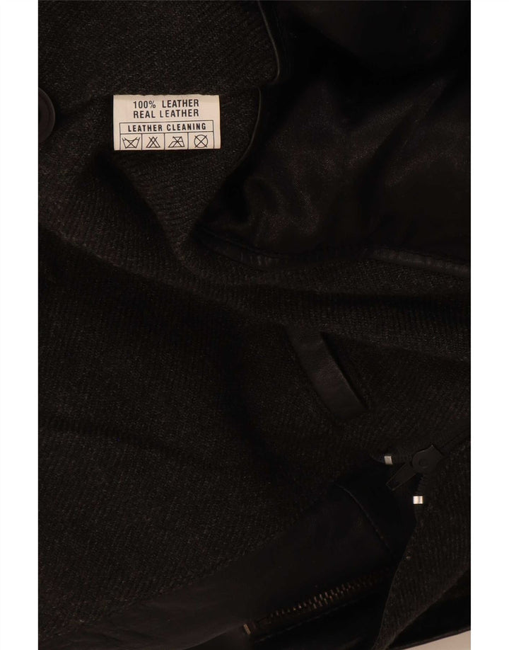 Vintage chaqueta de cuero para hombre Reino Unido 44 2XL negro