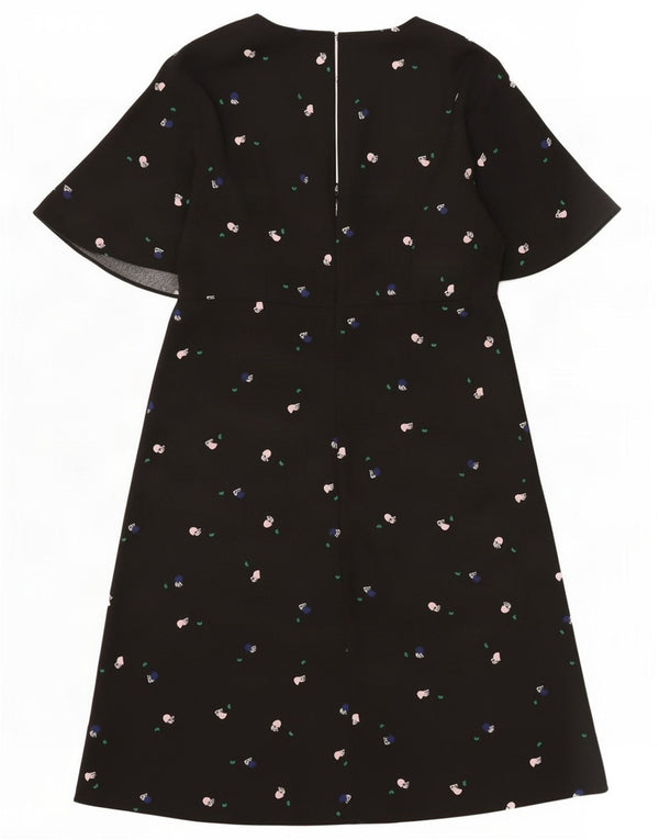 Marks & Spencer Vestido acampanado con estampado abstracto para mujer, talla 40, color negro